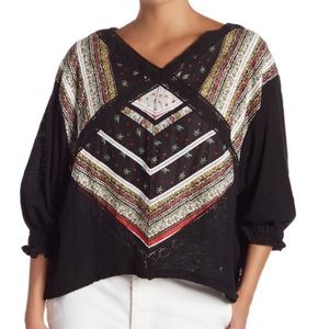 Free People Prairie Days Lace Patterned Panel Top